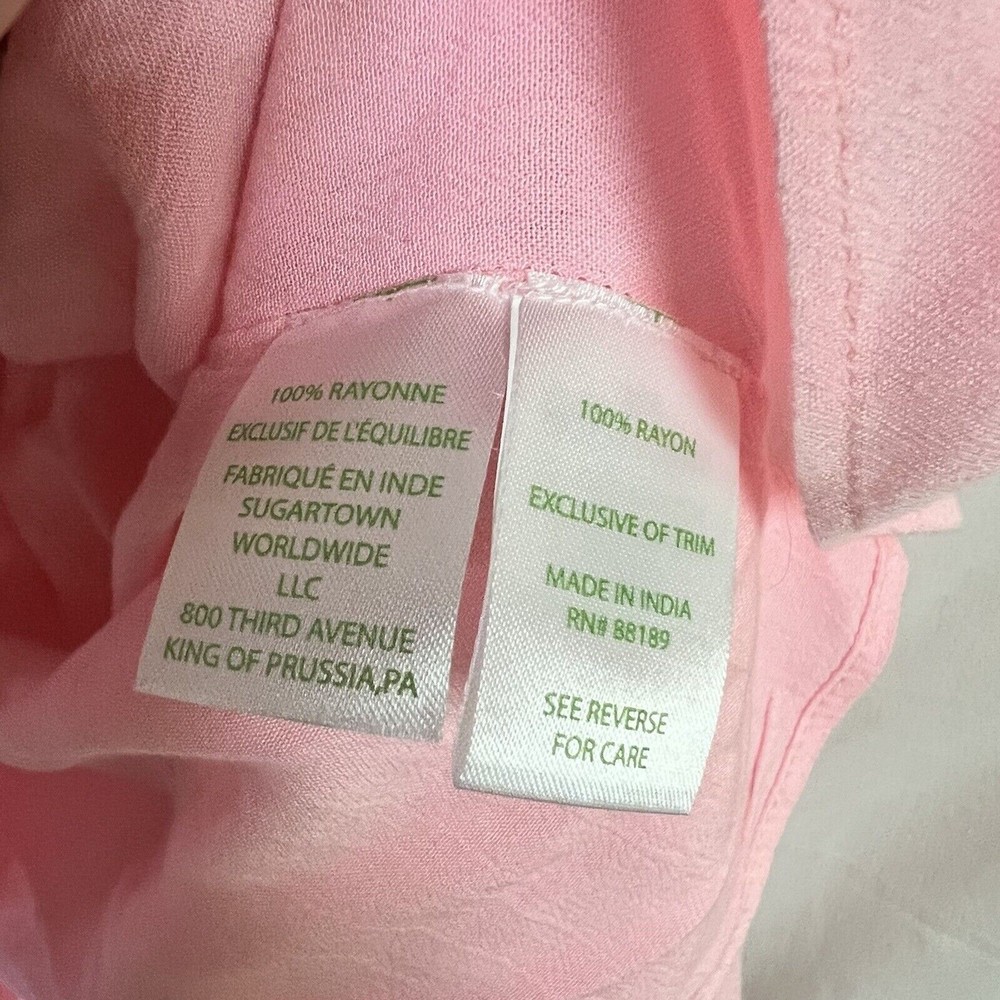 Lilly Pulitzer Paradise Pink Julietta Cold Shoulder Caftan Tassled Blouse S/XS - Picture 5 of 8